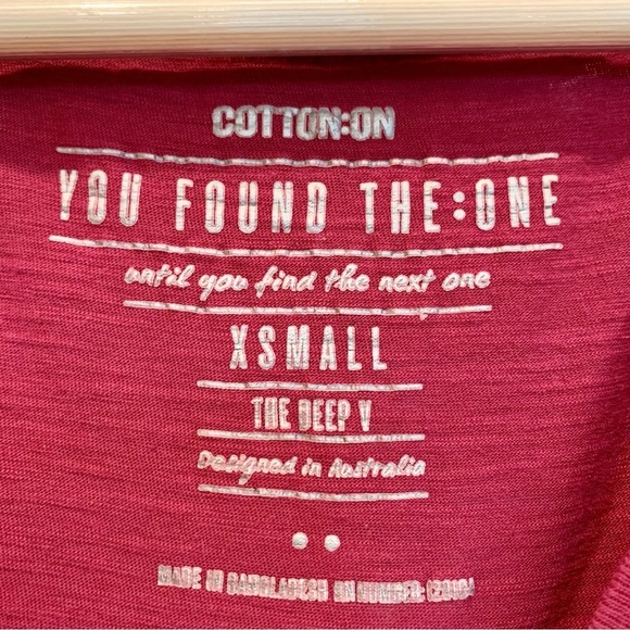 Magenta Pink Deep-V Neck Short Sleeves T-Shirt Top - Picture 4 of 5